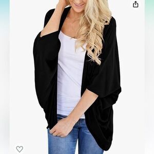 Prettoday Women's Black XXL Shrug or Kimono, Lightweight, Batwing NWT